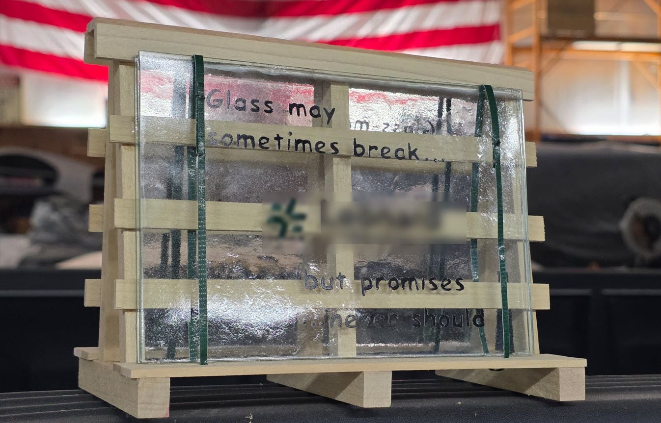 Promises Don’t Break – Custom Glass Pallet Desk Art for Business & Corporate Gifts