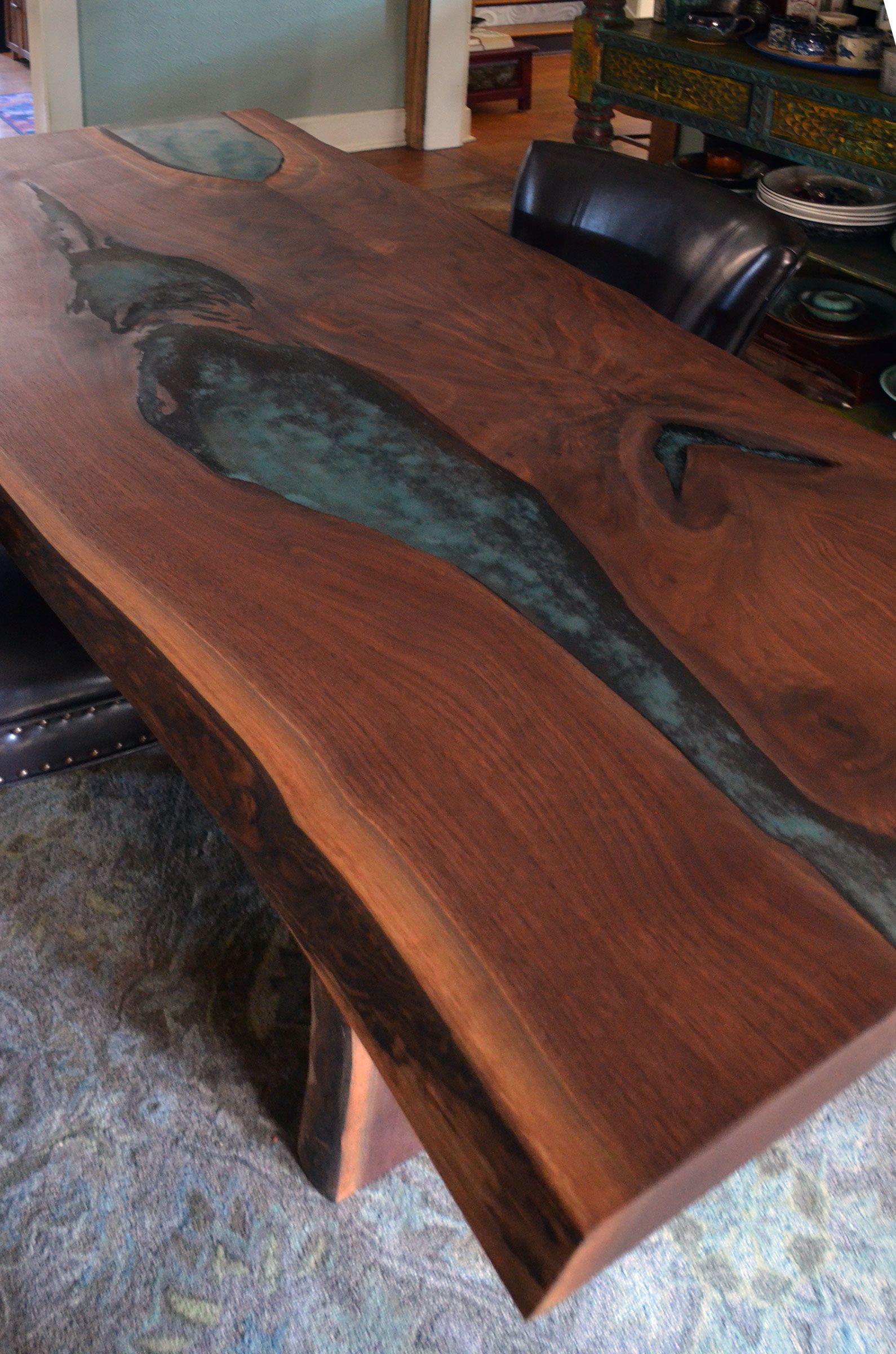 Live edge walnut with epoxy inlay table 2 