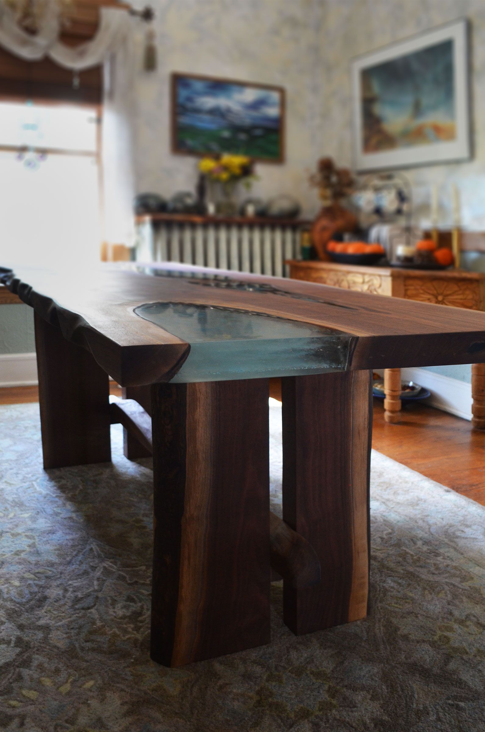 Live edge walnut with epoxy inlay table 4 