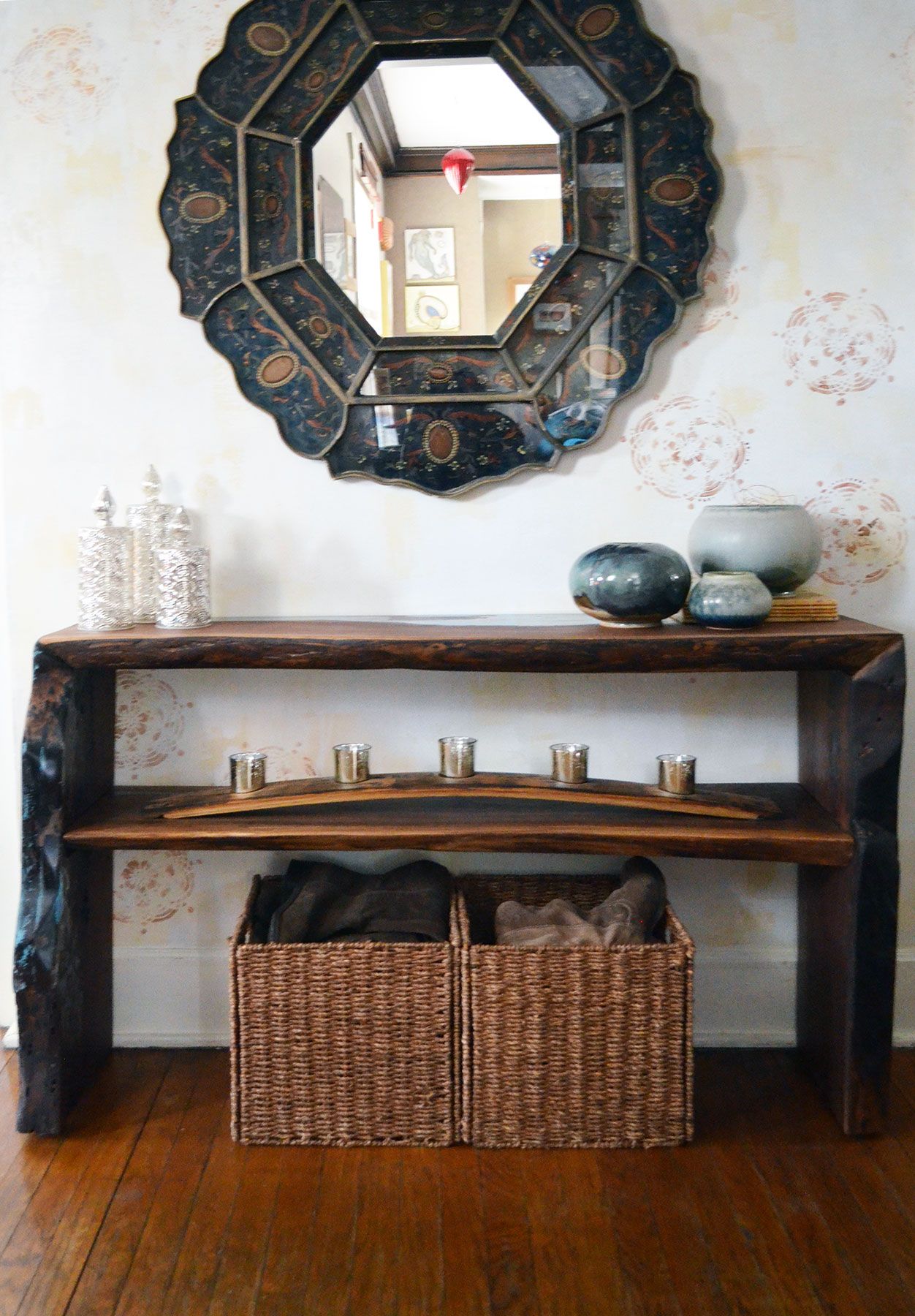 Live edge walnut with epoxy resin inlay dining console