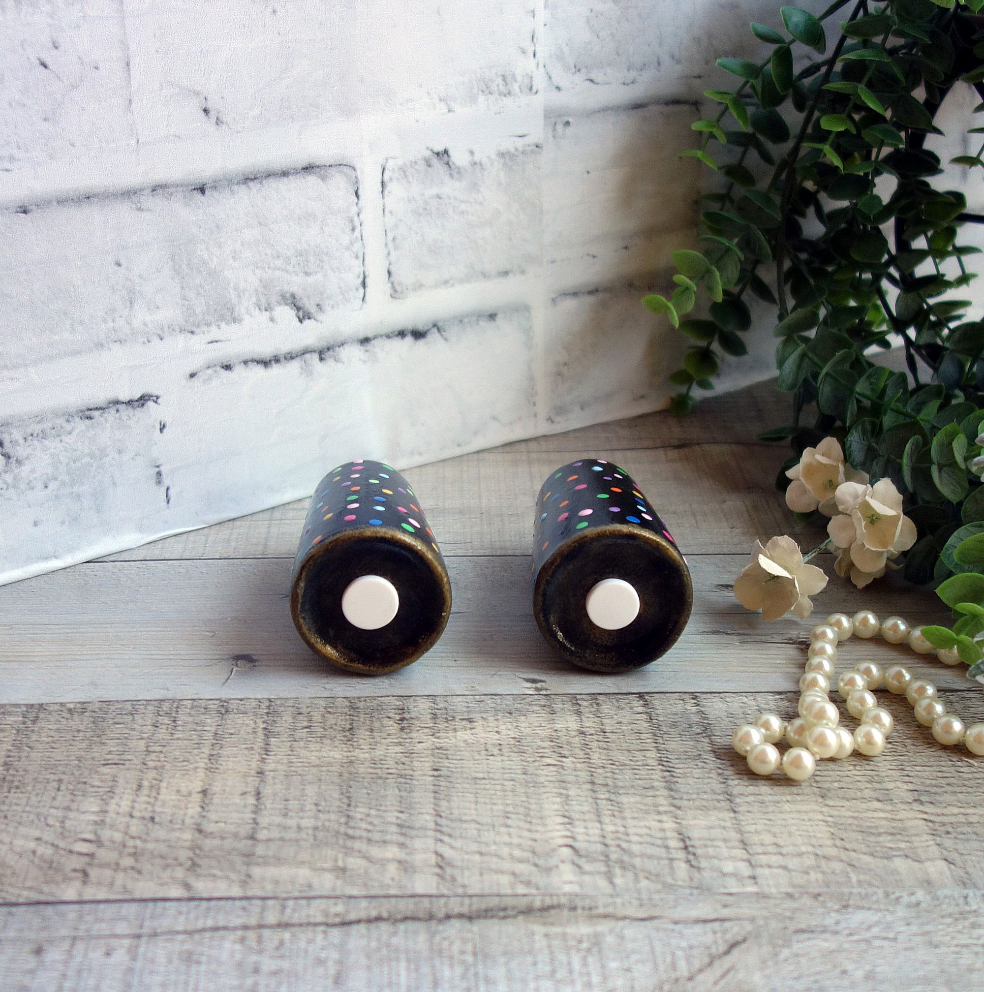 Rainbow Color Polka Dot Salt Pepper Shakers Colorful Polka Dot Decor Circus Art 3 