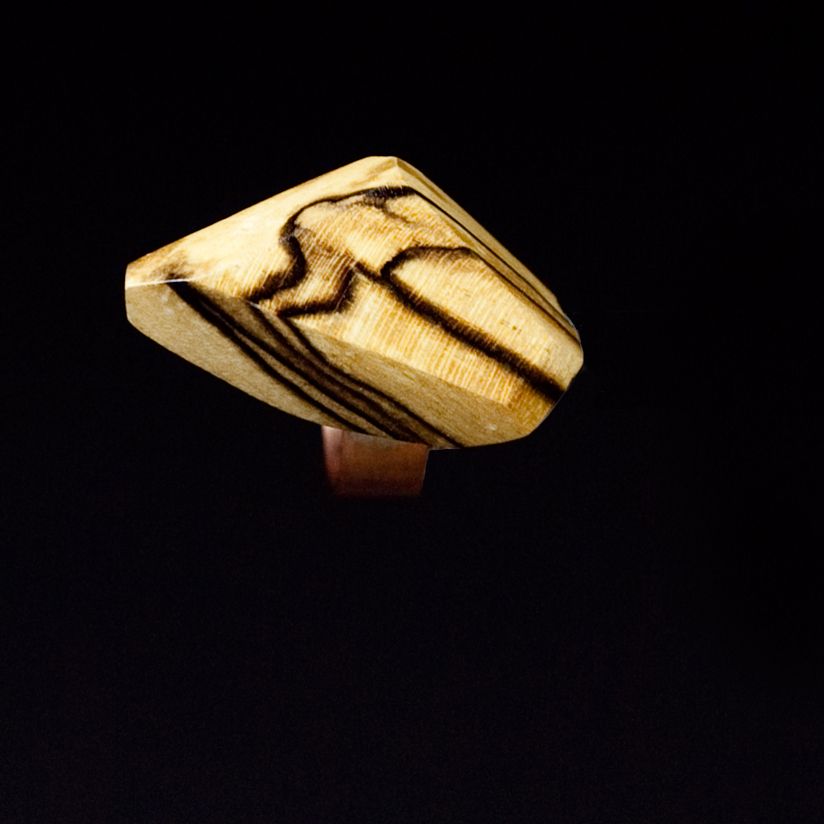 Spalted Maple Wearable Sculpture Ring With Sterling Silver Band by Darin White