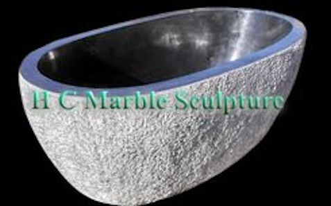 Textured Marble Oval Bathtub