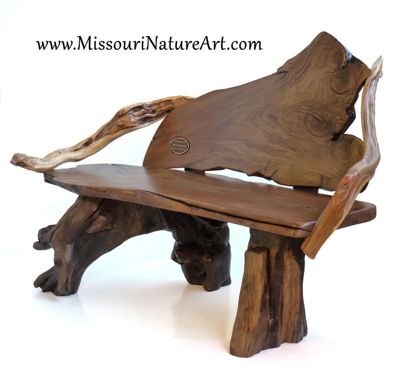 Upcycled Driftwood & Rescued Wood Log Benches - Missouri Nature Art