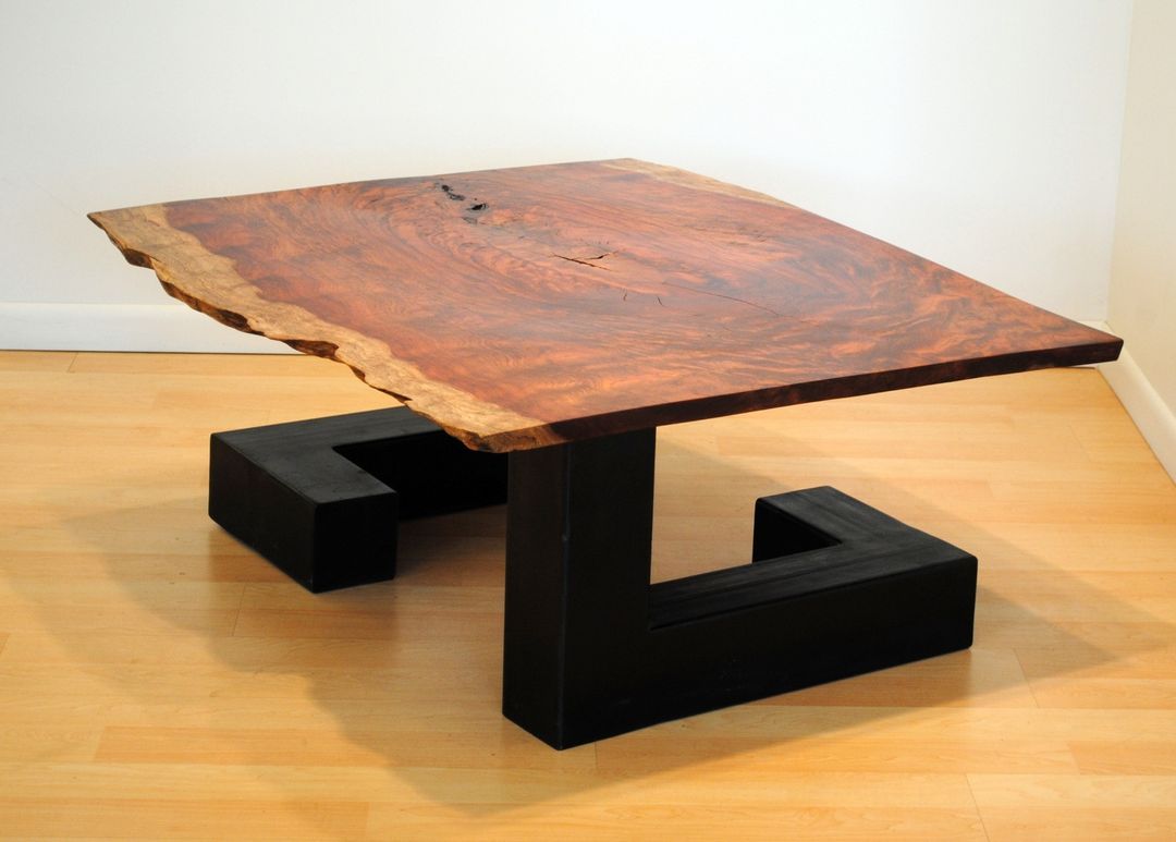 Waterfall Bubinga And Steel Tube Coffee Table