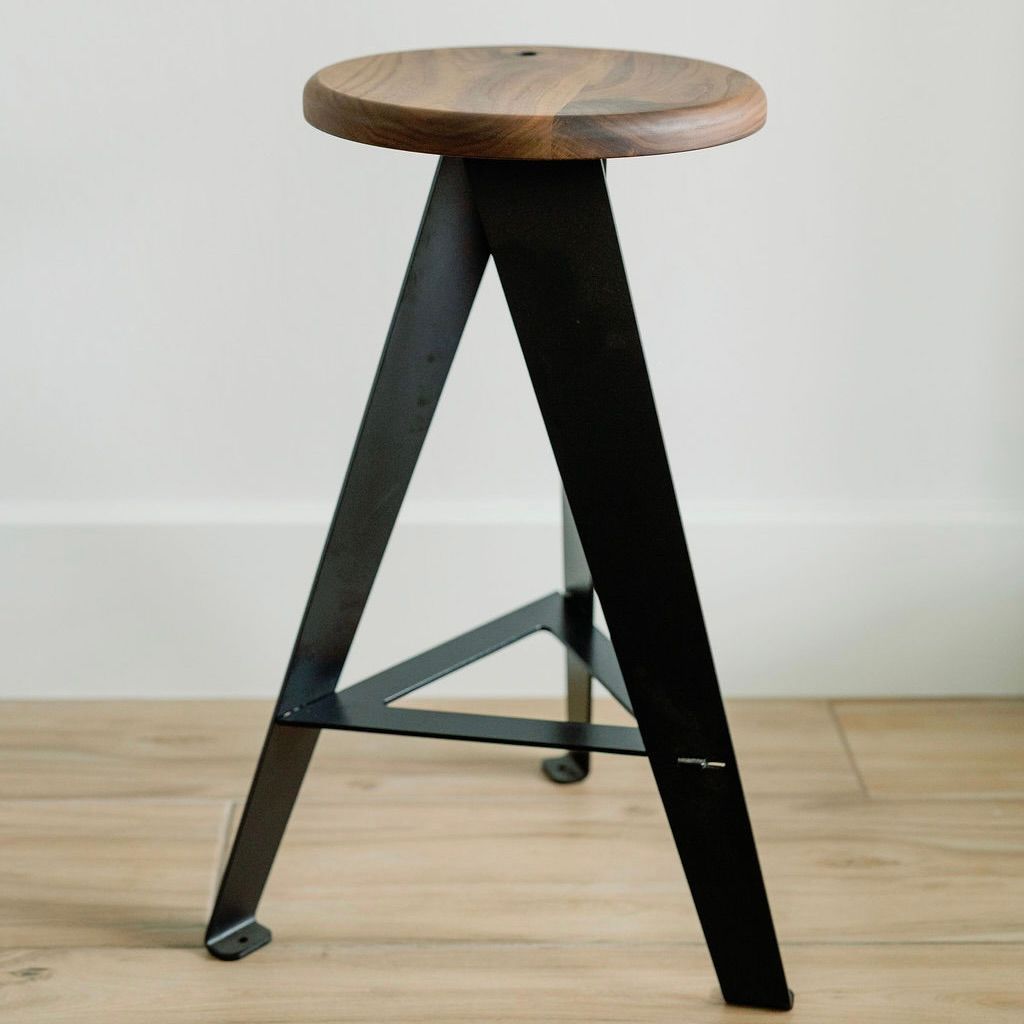 Handmade Windmill Stool – Flat Pack Walnut & Steel Bar Stool | Artisan-Made, Sustainable Furniture 4 