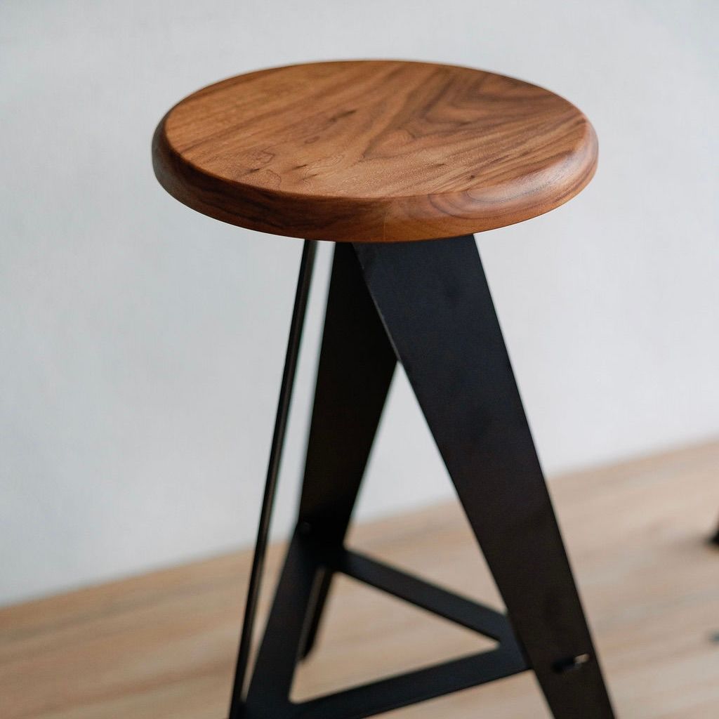 Handmade Windmill Stool – Flat Pack Walnut & Steel Bar Stool | Artisan-Made, Sustainable Furniture 2 