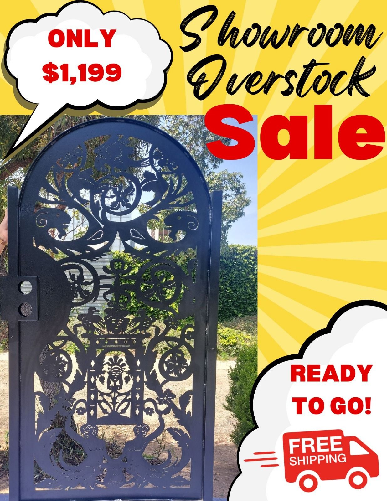 Privacy metal gate, Modern Metal Gate, Custom Art Pedestrian Walk Thru Entry Iron Steel Garden Designer. 36x60