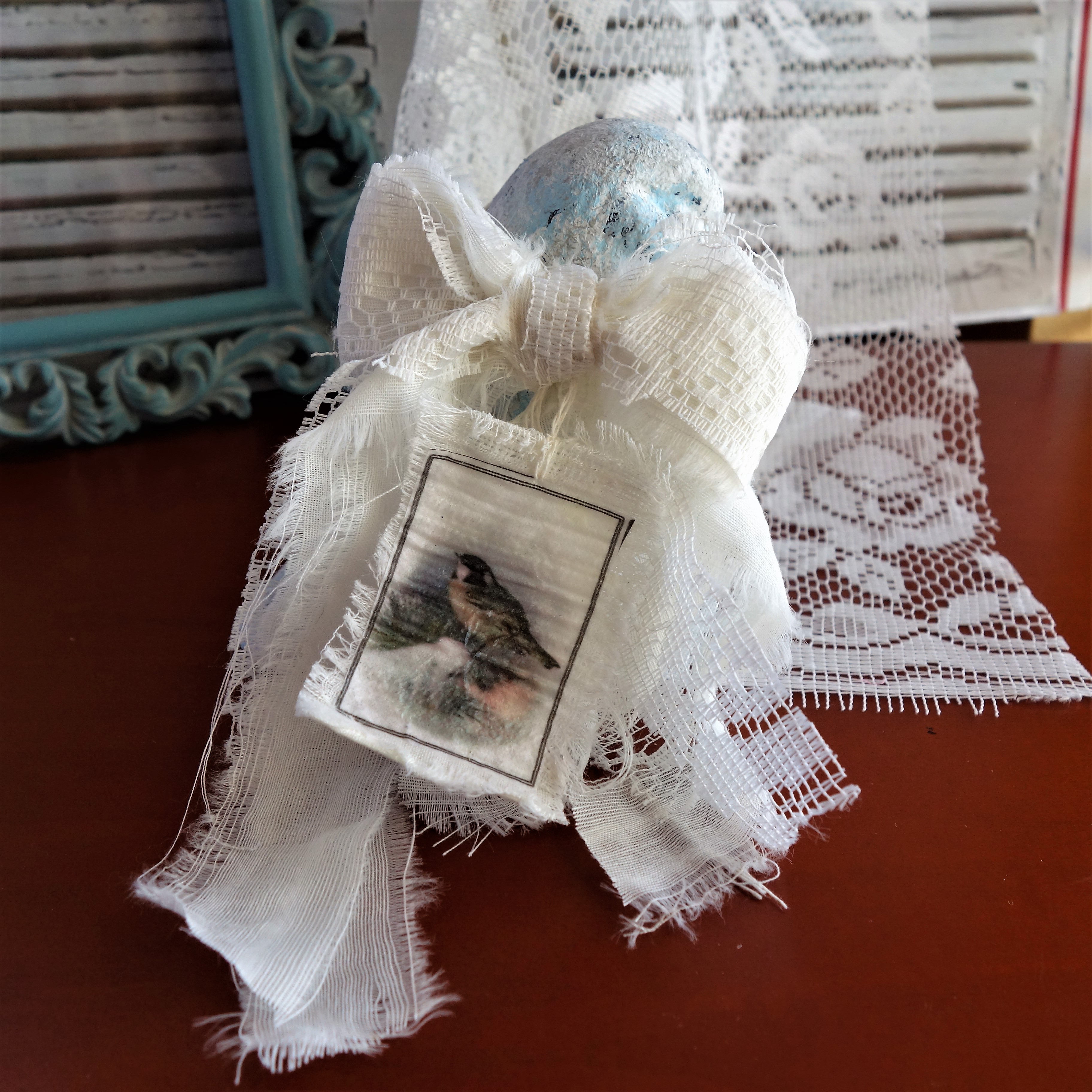 Vintage Stone Look Chippy Blue Bird Shabby Chic Blue Bird 3 