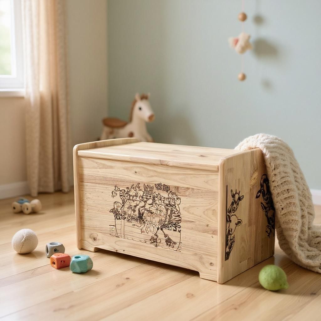 Laser engraved toybox - 31 inches wide x 20 inches high x 18 inches deep 3 