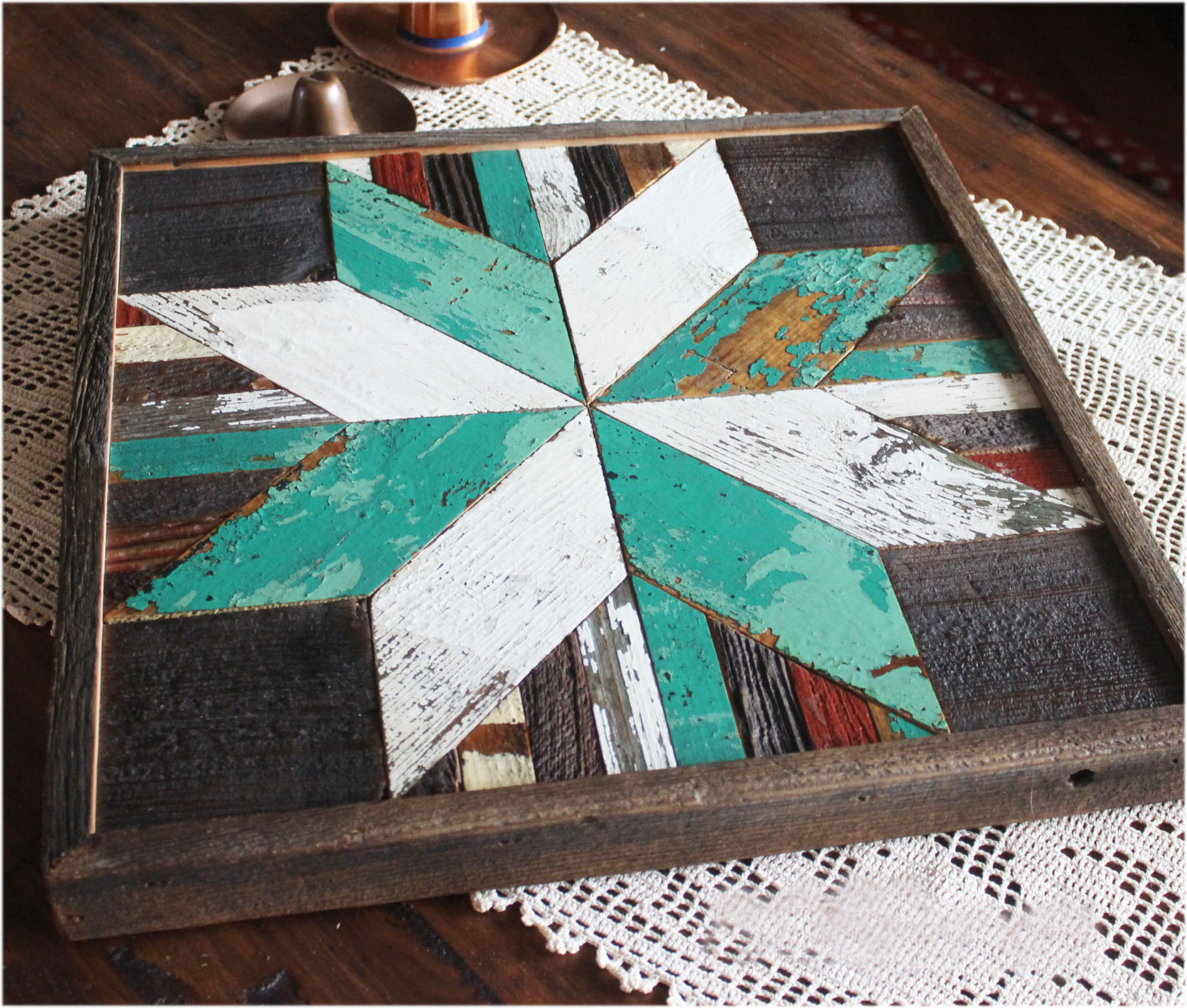 Green Star Quilt Wood Rustic Wall Art