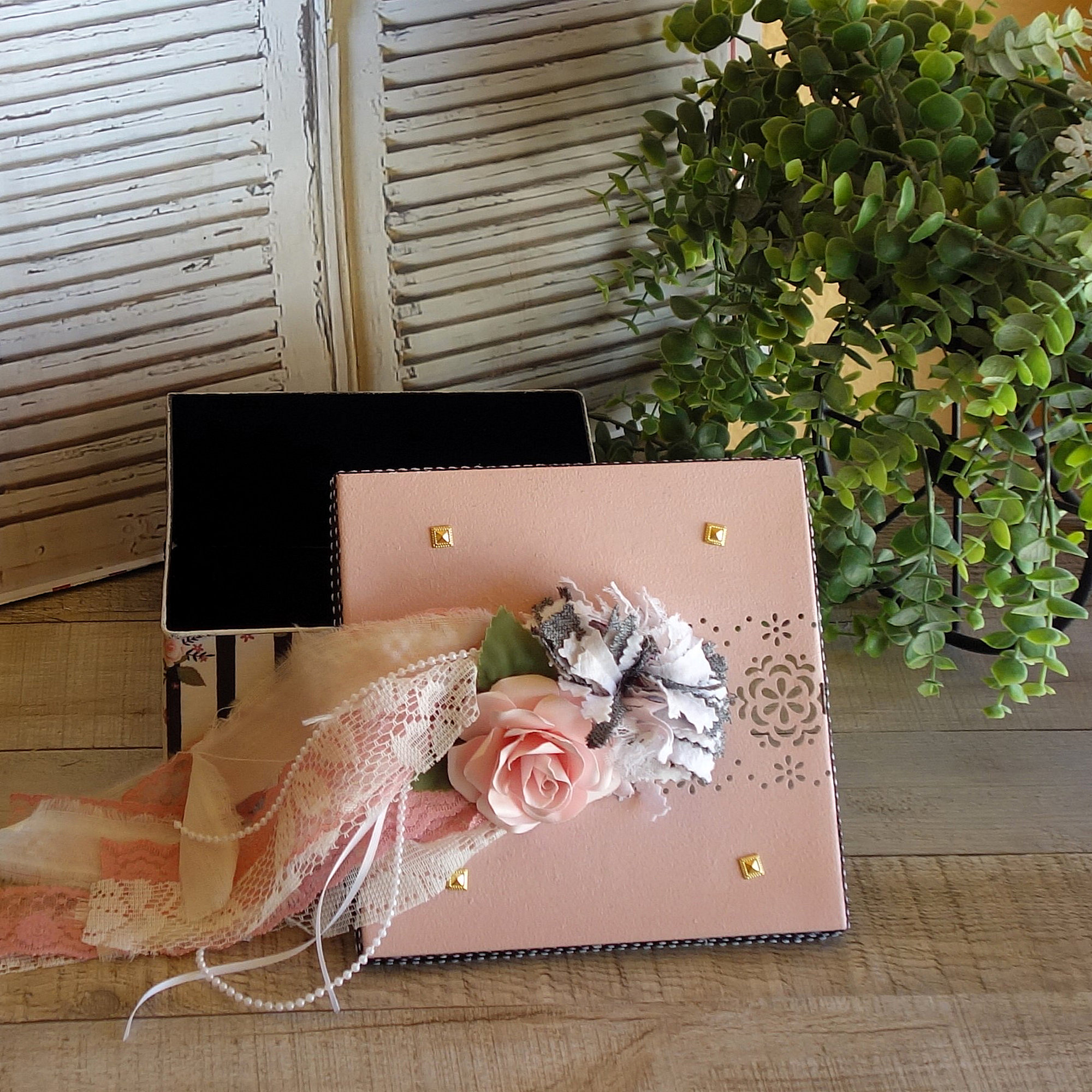Vintage Rose Pinstripe Storage Box Pink And Black French Chic Decor 2 