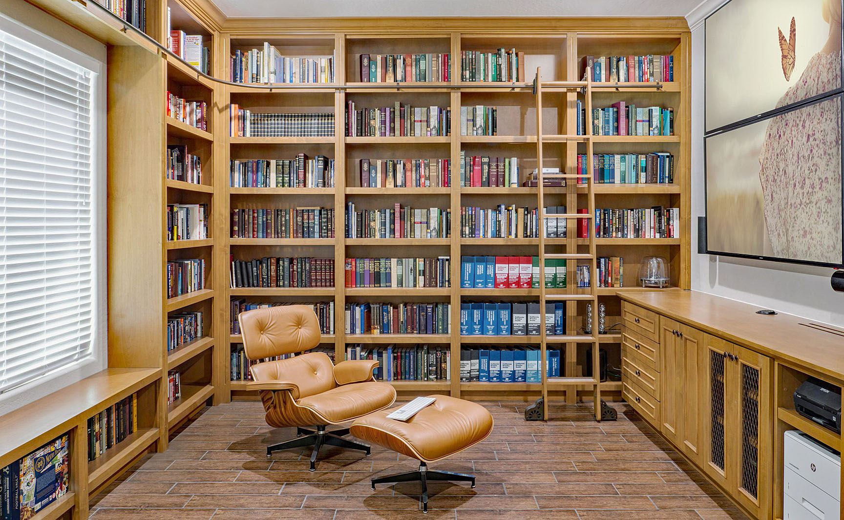 Built-In Library With Rolling Ladder