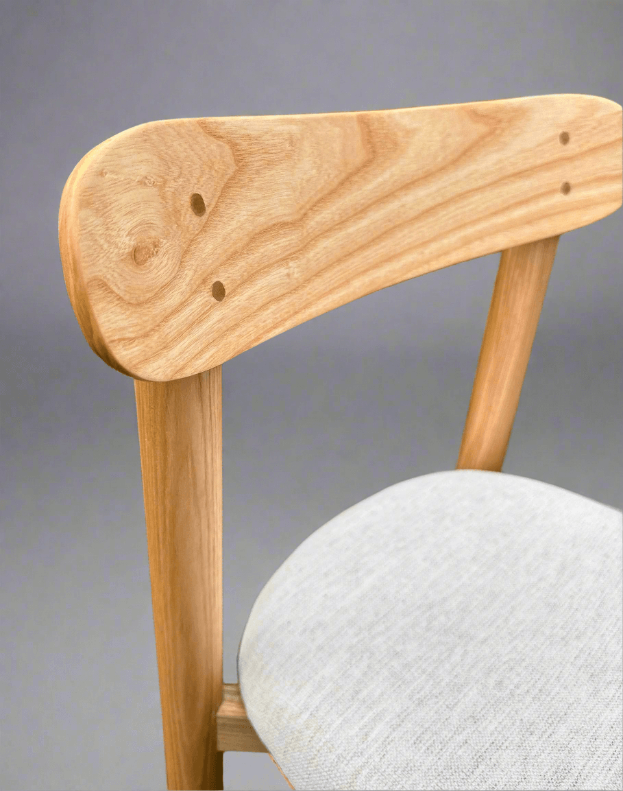 Handcrafted Solid Ash Wood Dining Chair - Mid-Century Modern Kitchen Furniture 2 