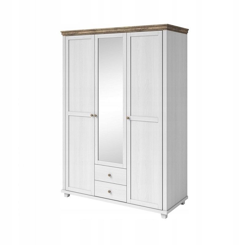 Wardrobe with 3 doors and mirror, (Abisko Ash/Lefkas Oak) 2 