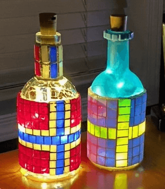 Custom Scandanavian mosaic flag bottles