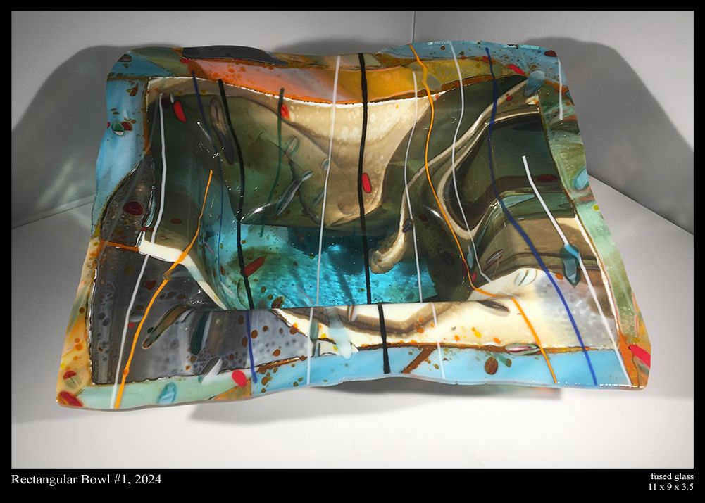 Rectangular Slumped Glass Bowl