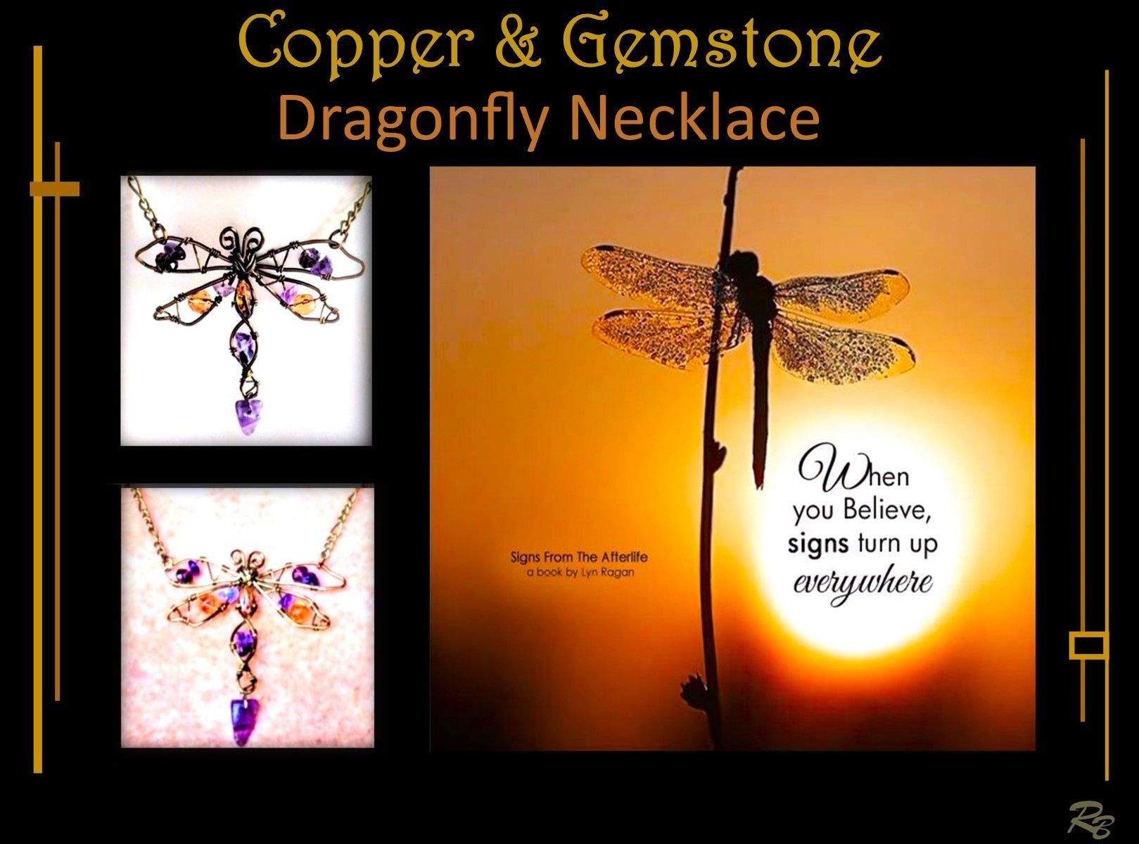 Dragonfly Necklace, Dragonfly jewelry  Amethyst, gemstones, Copper, Artist created, hand made, One of a kind,