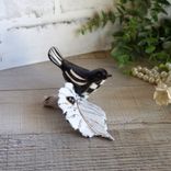 Courtly Songbird Black And White Check Bird Figurine Hand Painted Checked Decor 2 small