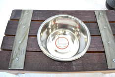 Wine Barrel Elevated Dog Food And Water Bowl Stand - Guigna - Made From Retired Barrels 5 small