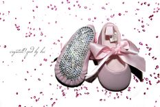 Crystallized Baby Booties Baptism Boys Crib Shoes Bling Genuine European Crystals Bedazzled 4 small