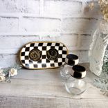 Courtly Salt & Pepper Shaker Black White Check Dish Buffalo Check Kitchen Decor 3 small