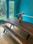 Walnut Live Edge Table And Matching Benches 2 small