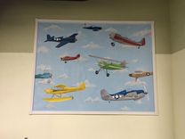 Vintage Airplane Mural On Canvas 6' Tall By 8' Wide 1 small