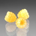 One Realistic Glass Yellow Raspberry Sculpture, Hand Blown and Life-Sized 1 small