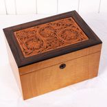 Humidor Hand Tooled Leather Top - Buy Now 1 small