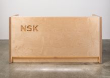 Baltic Birch Reception Desk With Carved Logo 6 small