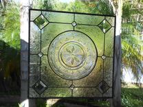 Stained Glass Window Valance, Vintage Federal Heritage Depression Glass, Antique Plate Panel 2 small