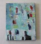 Original Acrylic Turquoise Abstract Painting, 8" X 10" 3 small