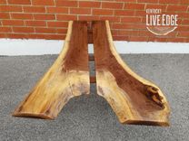 Walnut Live Edge Coffee Table- Mid Century- Tapered Legs- Organic- Modern- Rustic- Reclaimed 3 small