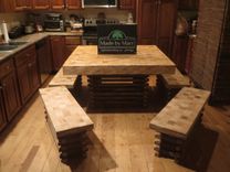 Square Tiled Wormy Chestnut Dining Set 3 small