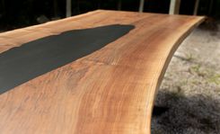 Walnut And Black Epoxy Single Slab Dining / Conference Table 3 small