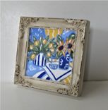 Framed Sunflower And Tulip Acrylic Painting, 5" X 5", Original Acrylic Art Canvas 4 small