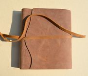 Distressed Leather Bound Journal Handmade Brown Notebook Diary Copper Turquoise Chevron 1 small