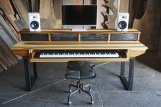 Custom Studio Desk For Audio + Video Production W/ Keyboard Workstation Shelf And Rack Units 1 small