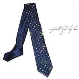 Crystallized Men's Tie Dotted Bling Genuine European Crystals Bedazzled 2 small