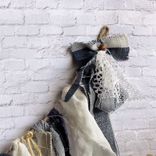 Farmhouse Rag Garland Navy Blue Plaid Window Valance Mirror Swag 2 small