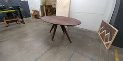 Mid-Century Modern Solid Walnut Dining Table For Six 2 small