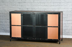 Industrial Copper Credenza, Modern Copper Buffet, Copper Liquor Cabinet, Industrial Media Console, 6 small
