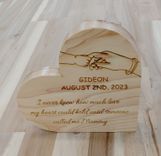 Personalized newborn wood heart gift 2 small