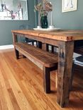 Reclaimed Wood Farmhouse Dining Table / Textured Finish 2 small