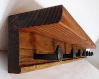 Rustic Railroad Spike Coat Rack; Reclaimed Wood Coat Racks 3 small