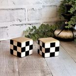 Elegant Check Ceramic Salt & Pepper Shakers Black & White Buffalo Check Decor 1 small