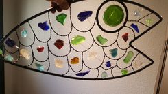 Metal Frame Fish With Sea Glass Scales 1 small