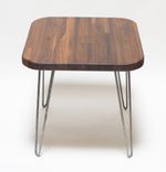 Mid Century Modern Walnut End Table With Hairpin Legs - Reclaimed - Butcher Block 2 small