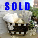 Vintage Check Small Towel Caddy Holder Black And White Check Vanity Organizer 1 small